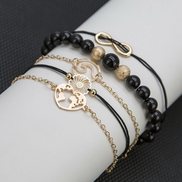 'In Bloom' 5-piece Gold Tone Earthy Bracelet Set - Picture 2 of 4